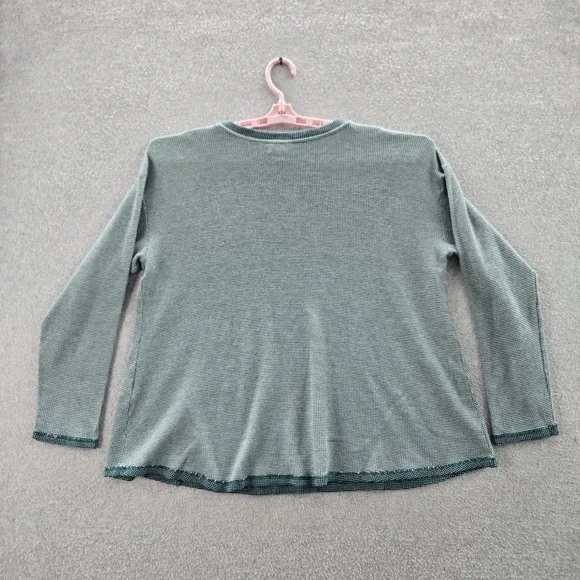 J. Jill Women Blouse XL Green Geometric Crew Neck Pullover Tunic Waffle Knit - Picture 8 of 8